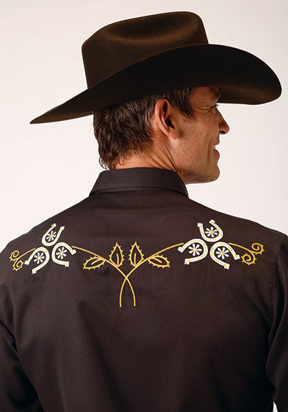 Old West™ Brown Embroidered Men's Shirt by Roper®