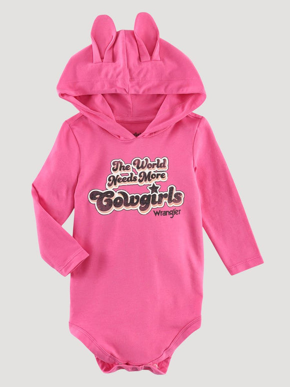 Pink Hooded Baby Onesie by Wrangler®