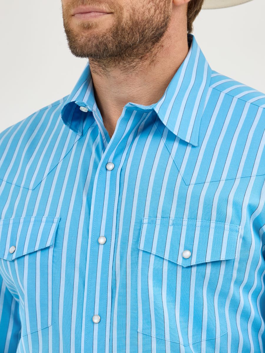 Blue & White Stripe Men's Shirt by Wrangler®