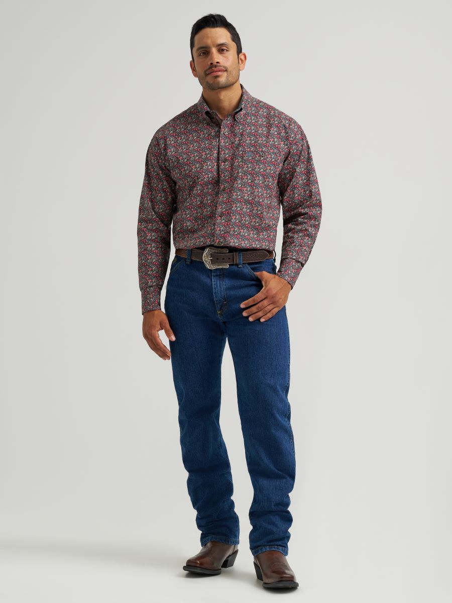 George Strait™ Teal Floral Print Men's Shirt by Wrangler®