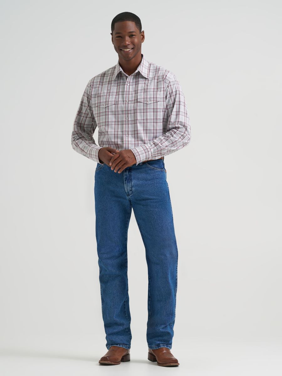 Grey Plaid Classic Fit Men's Shirt by Wrangler®
