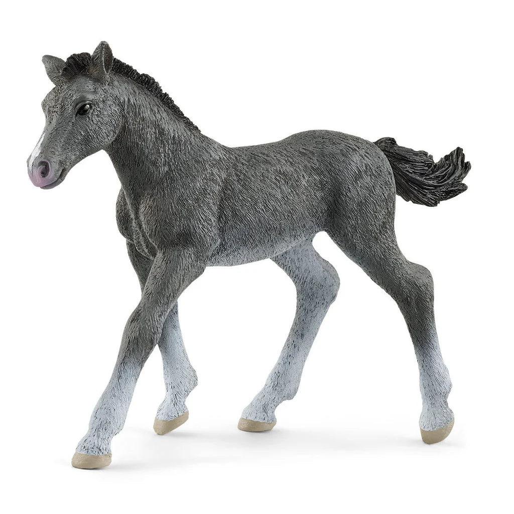 Schleich gray toy horse figurine on a white background