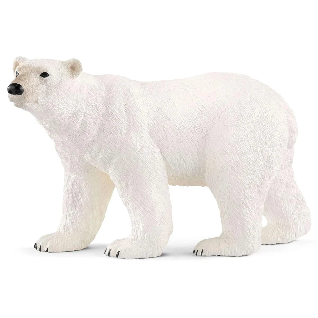 Polar bear figurine from Schleich on a white background