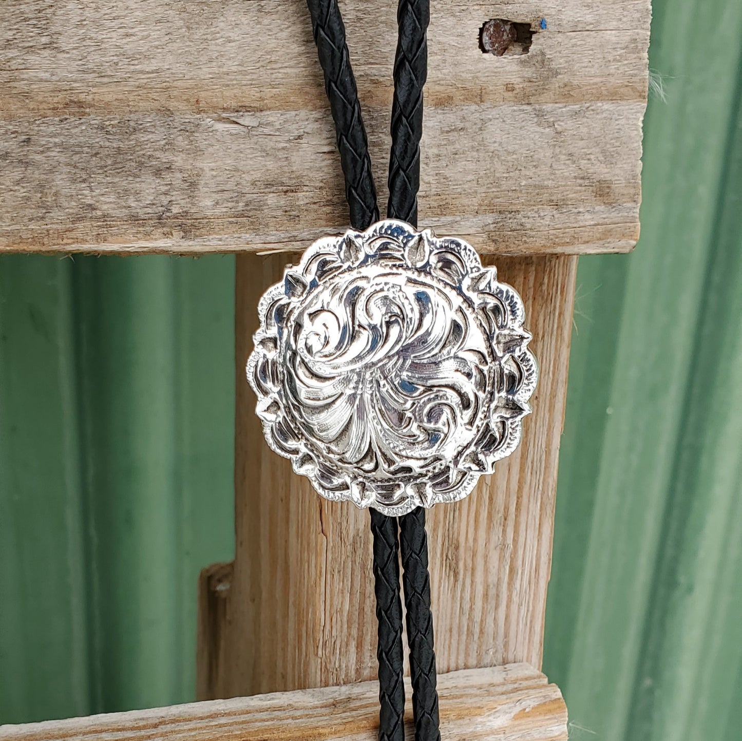Vintage Silver Concho Bolo Tie