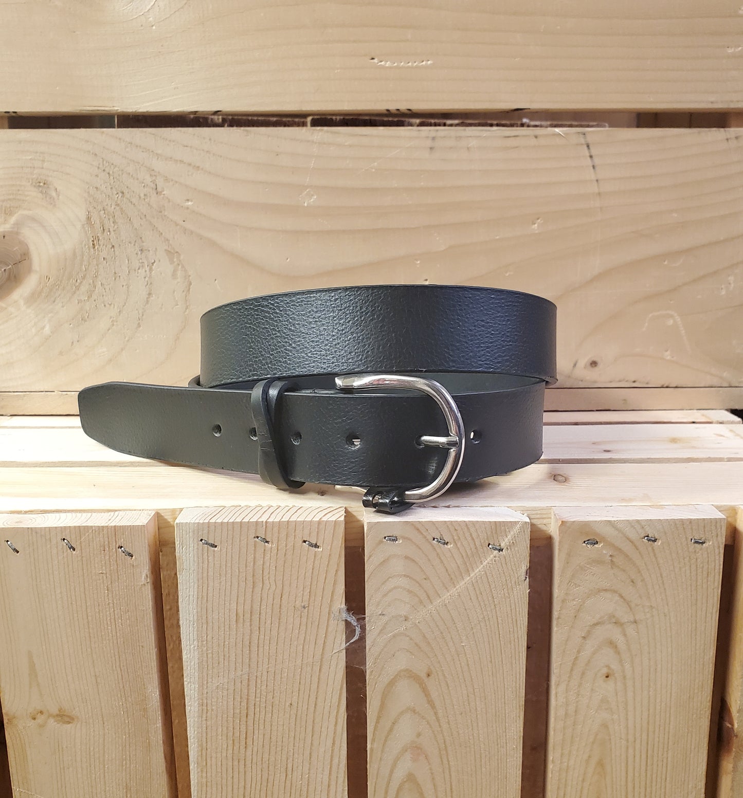 Solid Black Leather Women's Belt