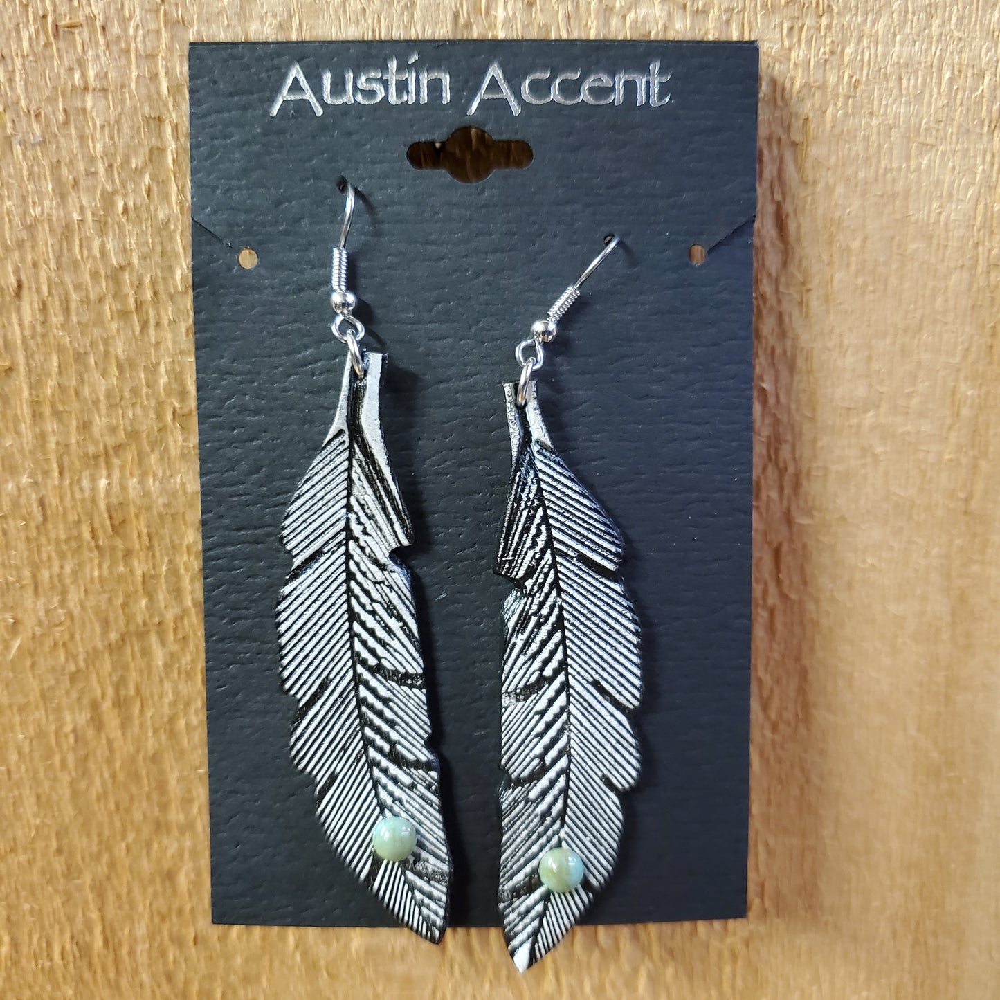 Leather Feather Earrings by Austin Accents