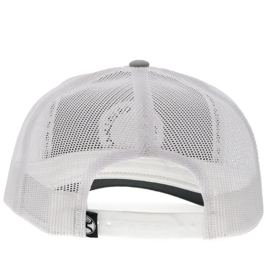 White mesh Hooey cap with a gray brim on a white background