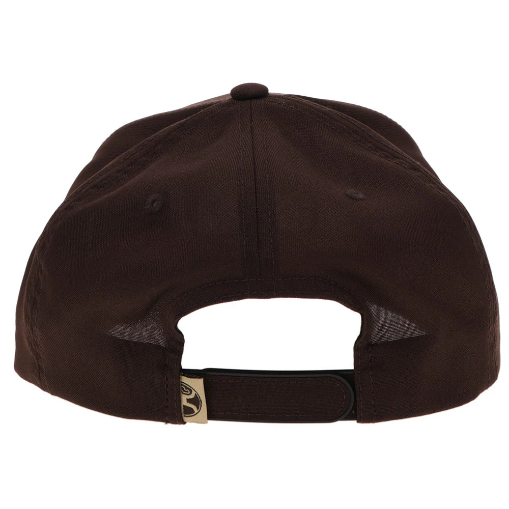 Brown Hooey cap with a visible brand logo on the back on a white background