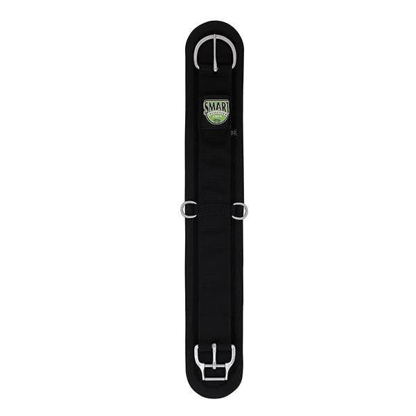 black felt lined straight 'smart' cinch by 'weaver' for horses on a white background