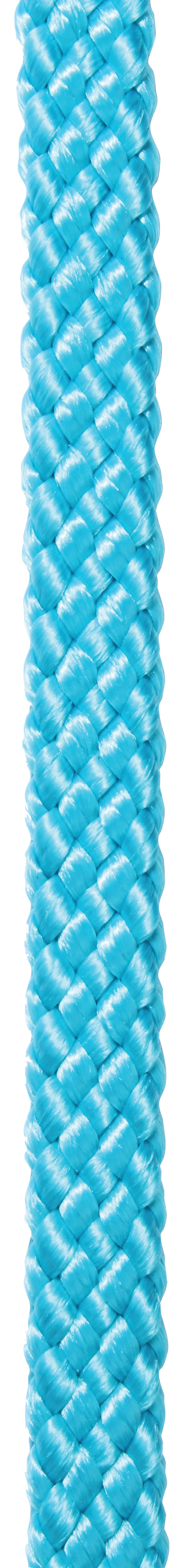 A close-up of a bright turquoise blue braided cord or rope texture filling the frame.