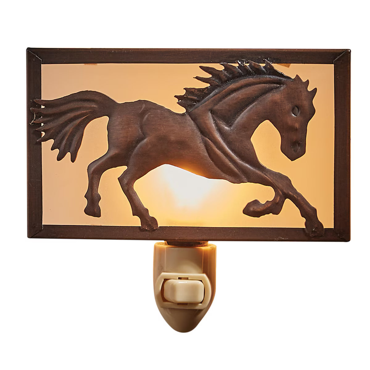 Decorative night light with a horse design on a white background