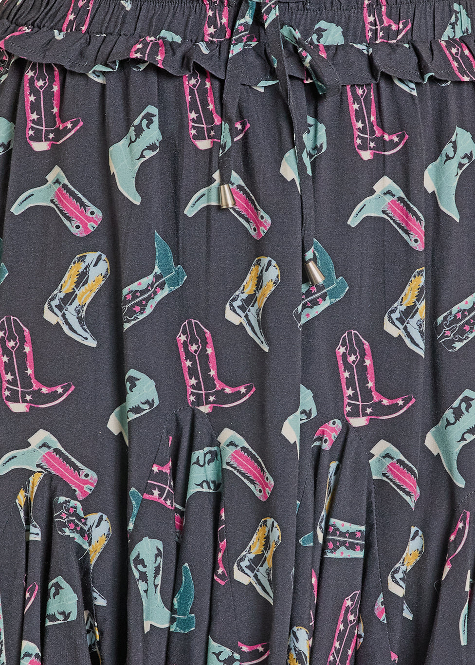 Black Panhandle Slim skirt with cowboy boot pattern