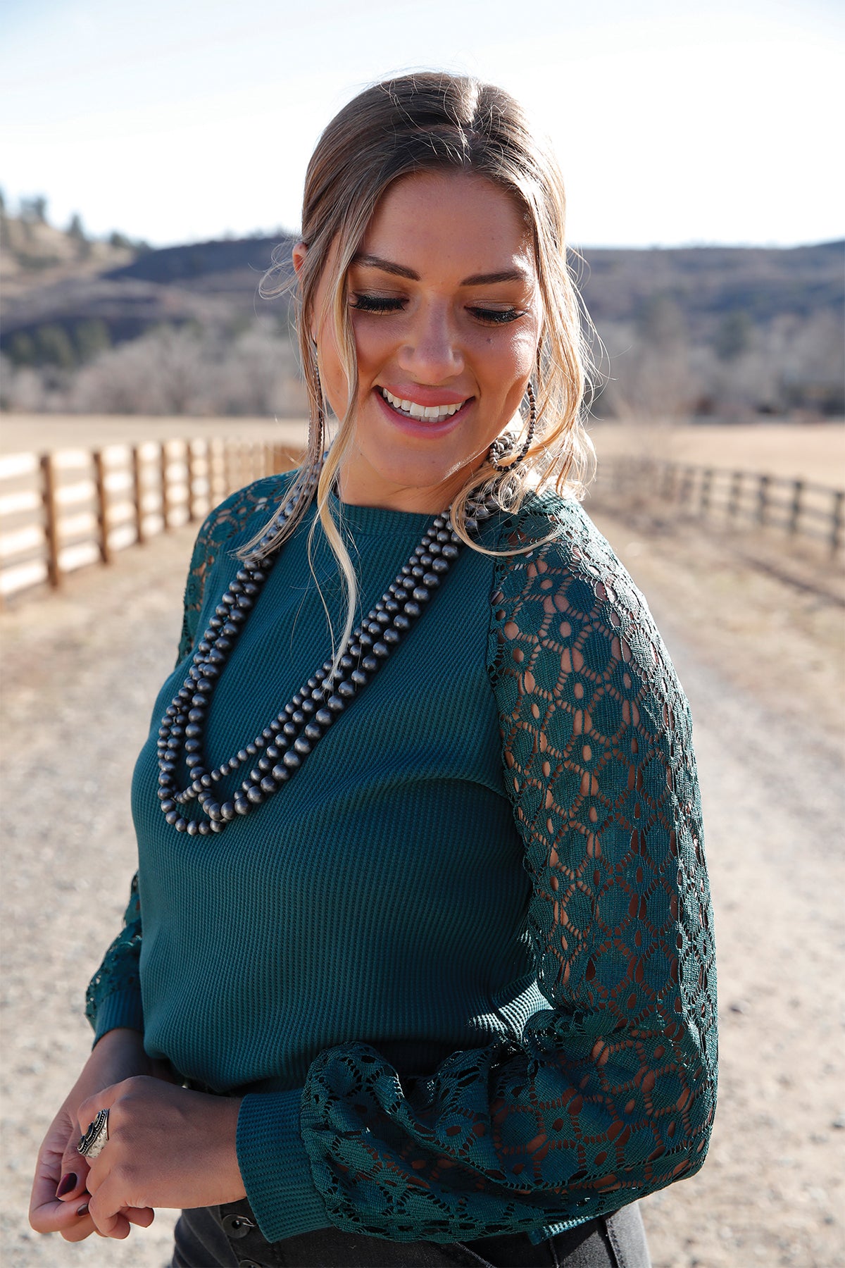 Forest Lace & Waffle Knit Women's Blouse by Cruel Denim®