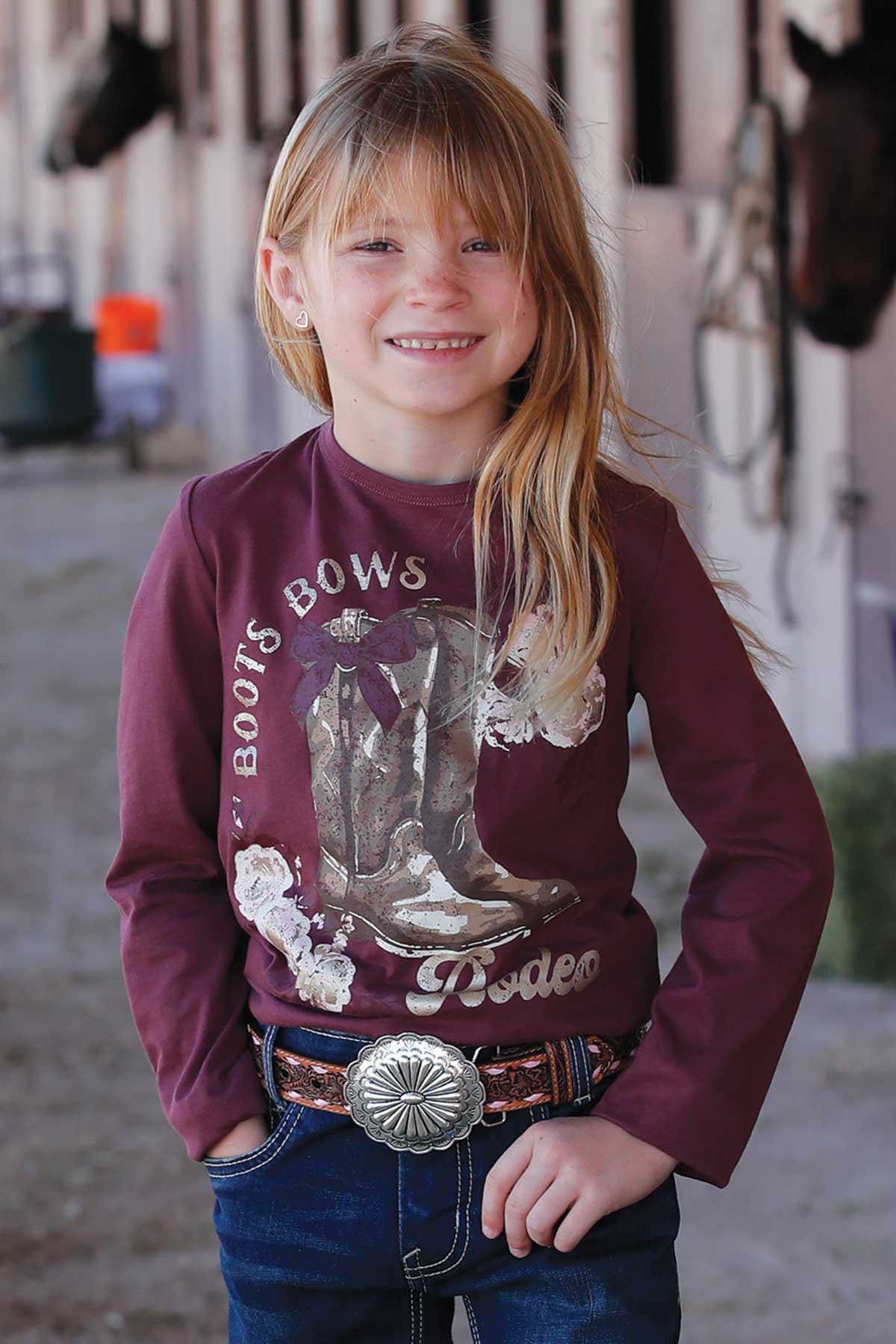 'Boots, Bows, Rodeo' Long Sleeve Girl's T-Shirt by Cruel Girl®