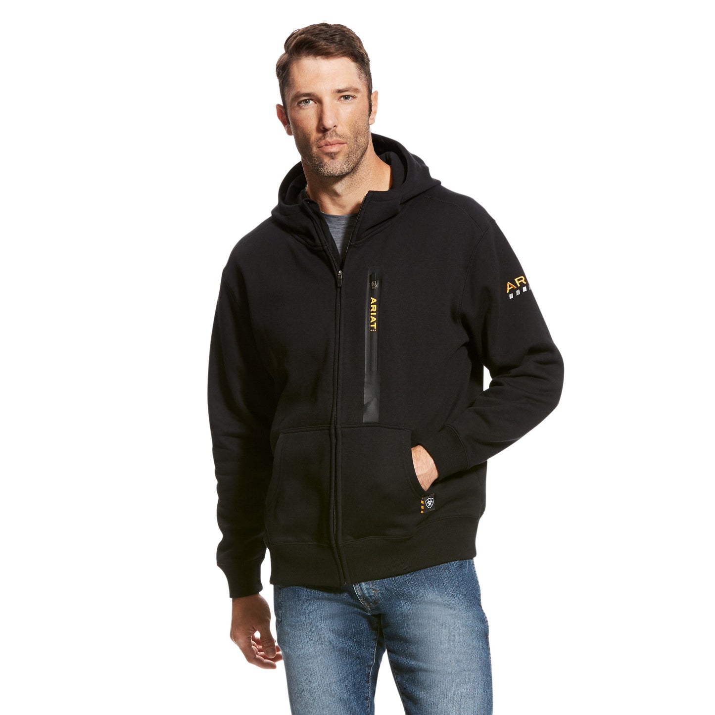 Black Rebar™ 'Workman' Full Zip Men's Hoodie by Ariat®
