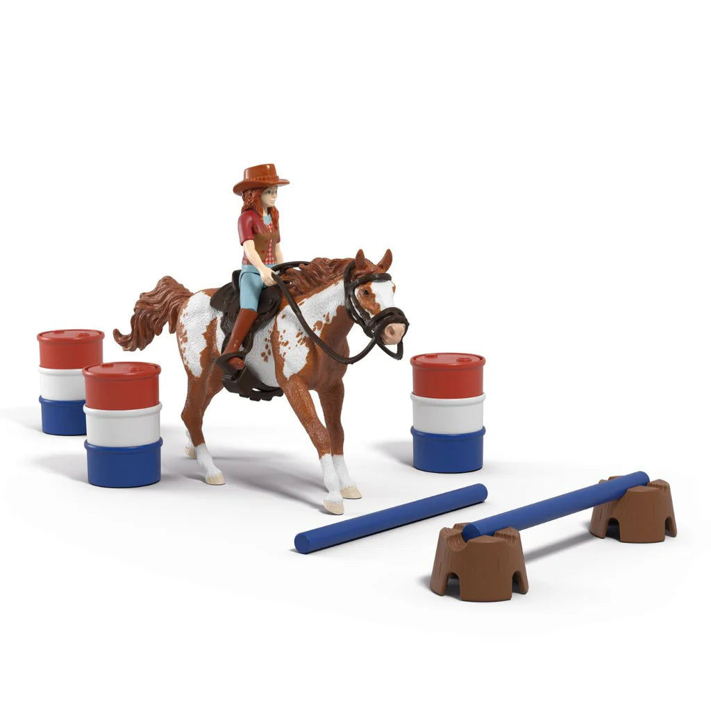 Schleich horse jumping figurine set on white background