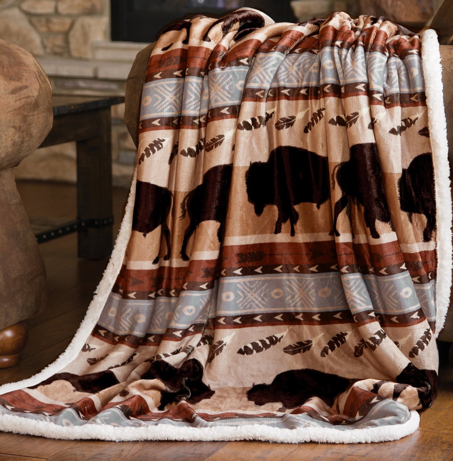 Roaming Bison Fleece Throw by Wrangler®