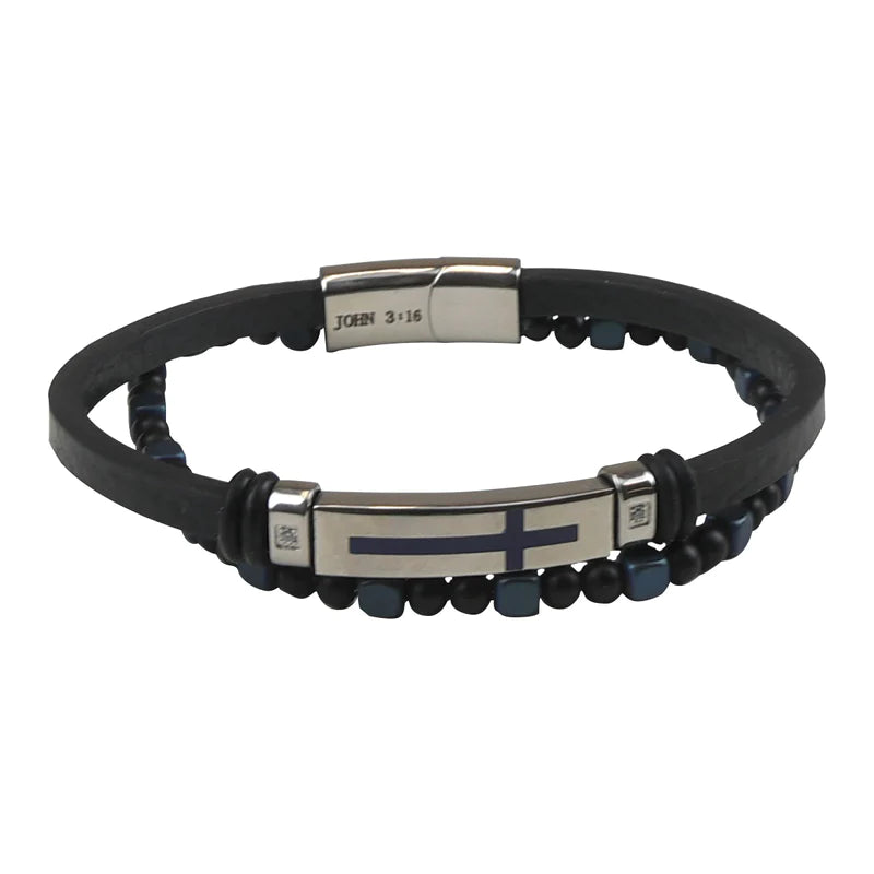 Cross With Beads Men's Bracelet by Kerusso®