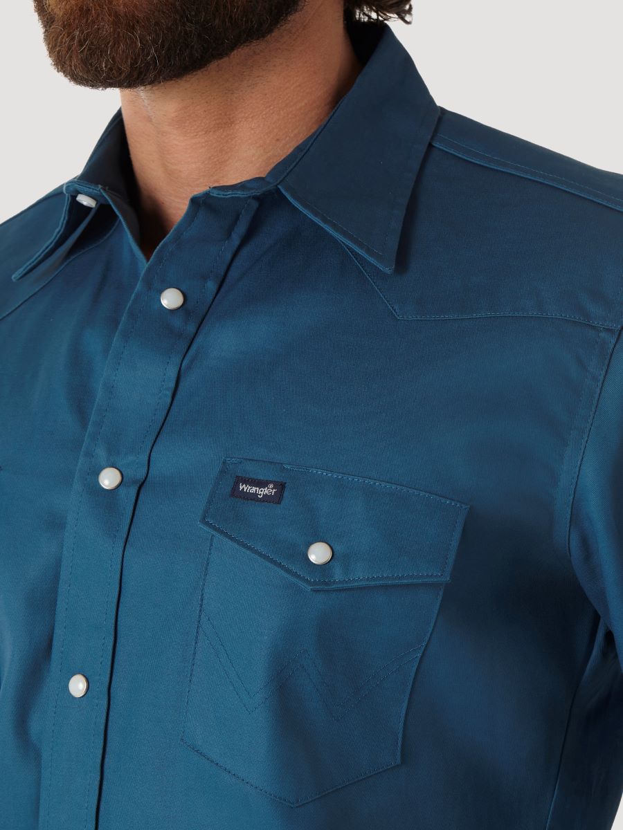 Cowboy Cut™ Dark Teal Authentic Western Work Men's Shirt by Wrangler®