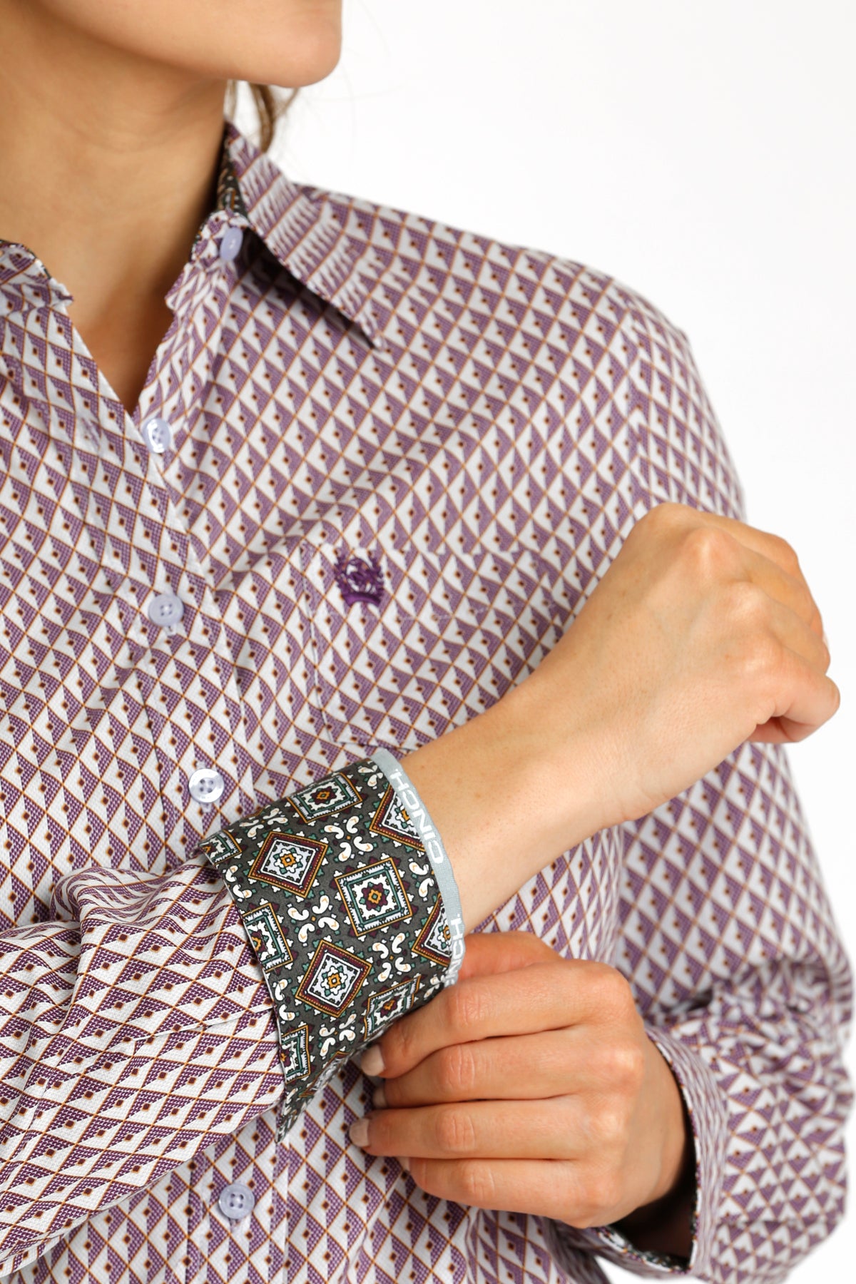 Purple Diamond Print Women's Shirt by Cinch®