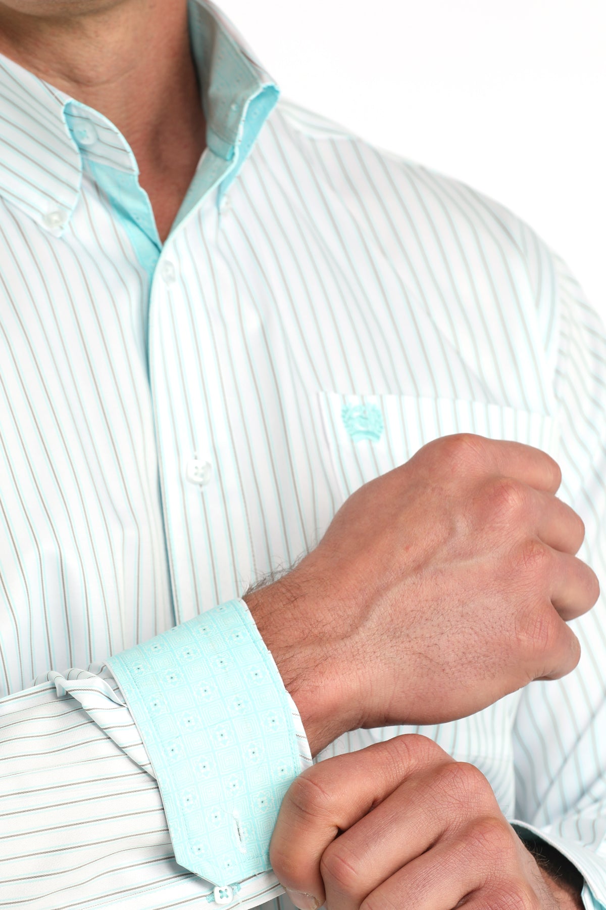 White Striped Classic Fit Men's Shirt by Cinch®