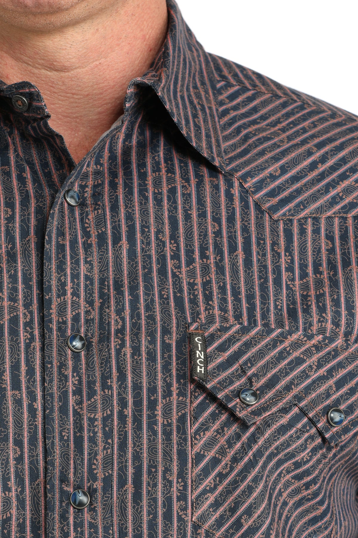 Navy Paisley & Stripe Modern Fit Men's Shirt by Cinch®
