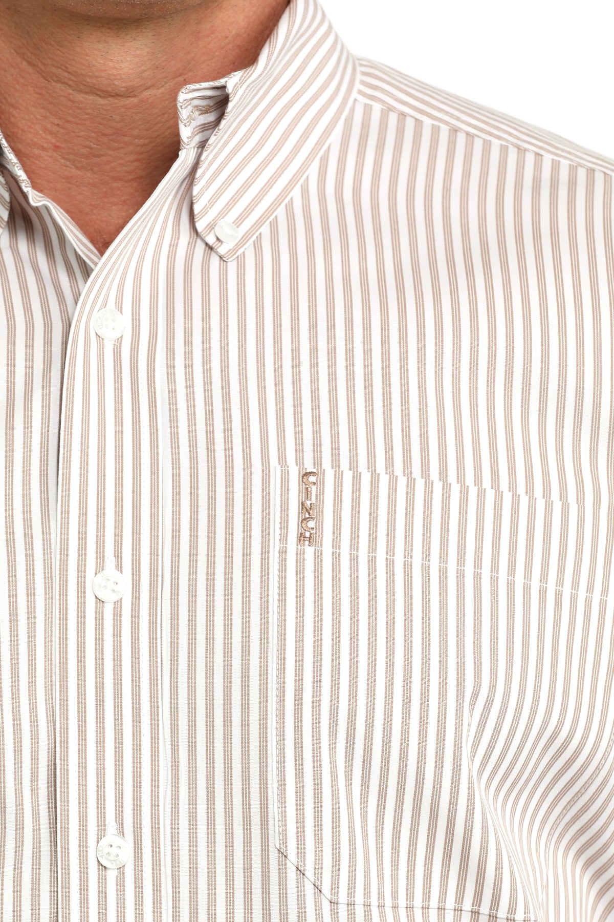 Brown Striped Modern Fit Men's Shirt by Cinch®