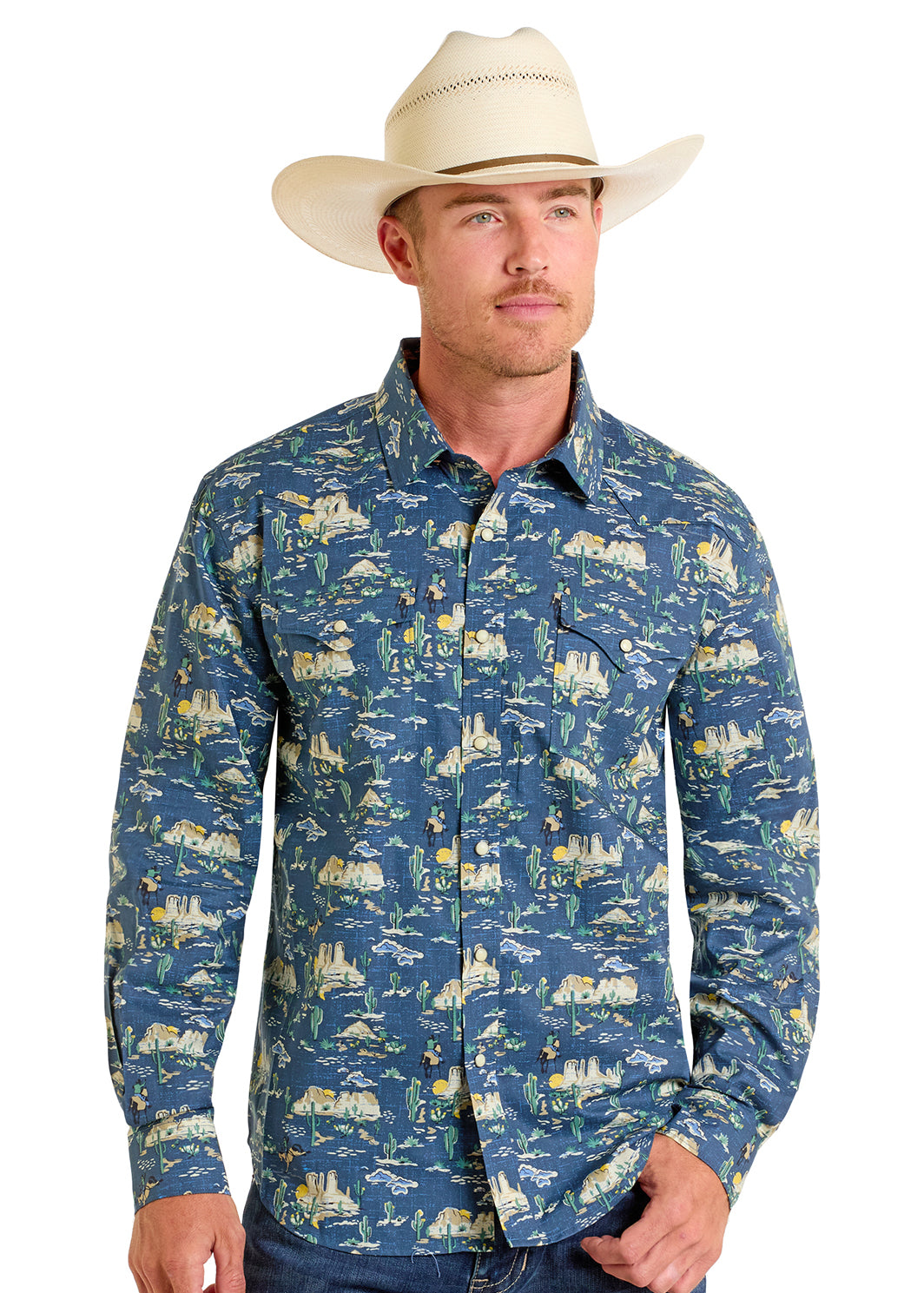 Navy Canyon Scene Men's Shirt by Panhandle Slim®