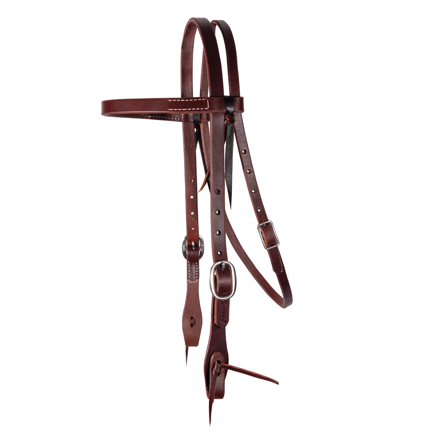 Brown leather Professional's Choice horse bridle on a white background