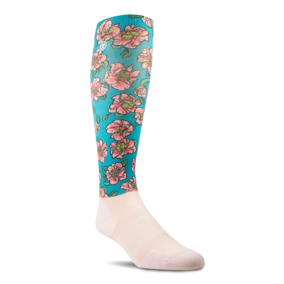Slim Floral Printed Performance Boot Socks by AriatTEK®
