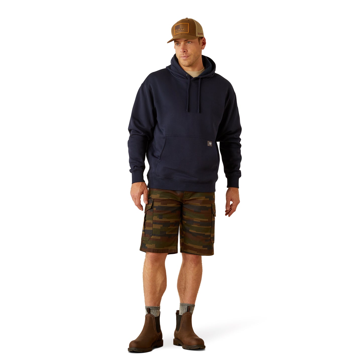 Navy Rebar™ 'Workman Beams' Men's Hoodie by Ariat®