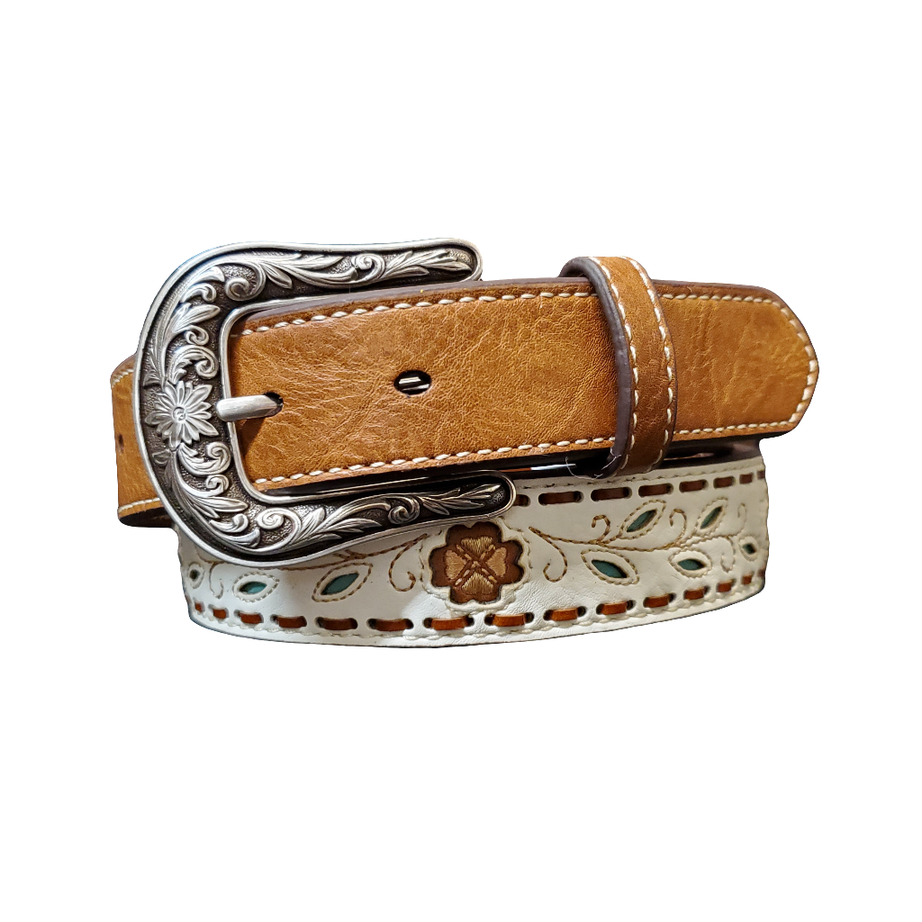 Cream Floral Filigree Girl's Belt by Ariat®