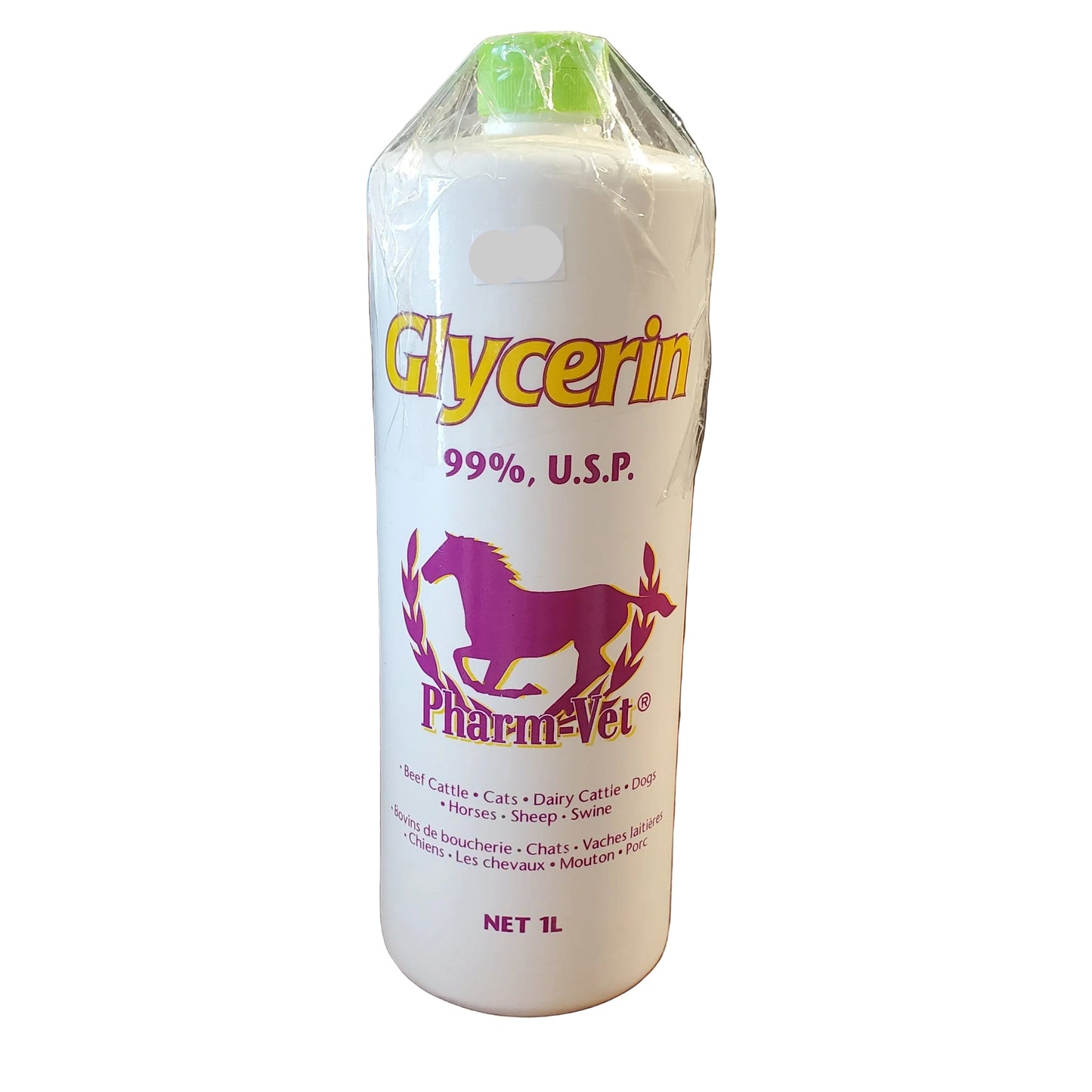 a white bottle of glycerin in a 1 litre on a white background