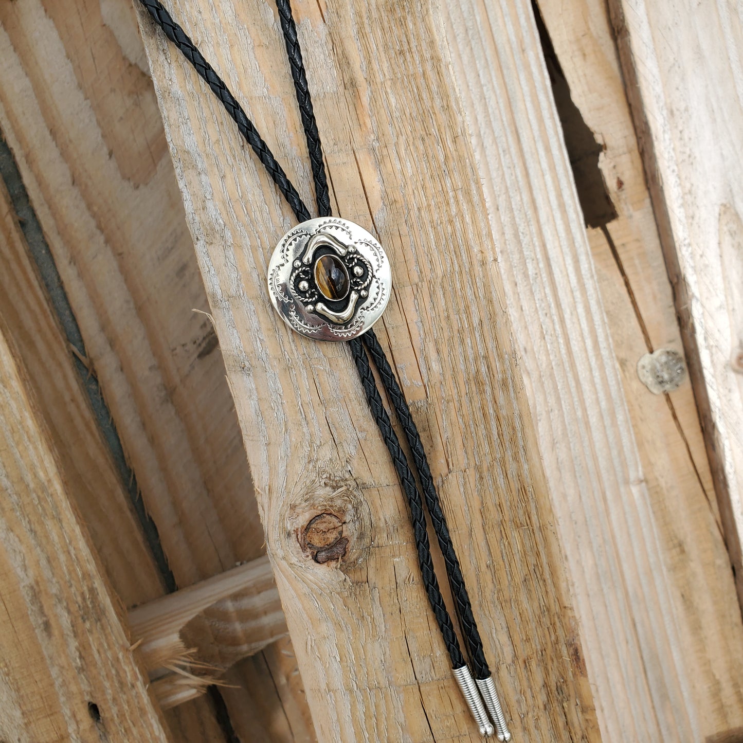 Southwest Circle With Brown Stone Bolo Tie