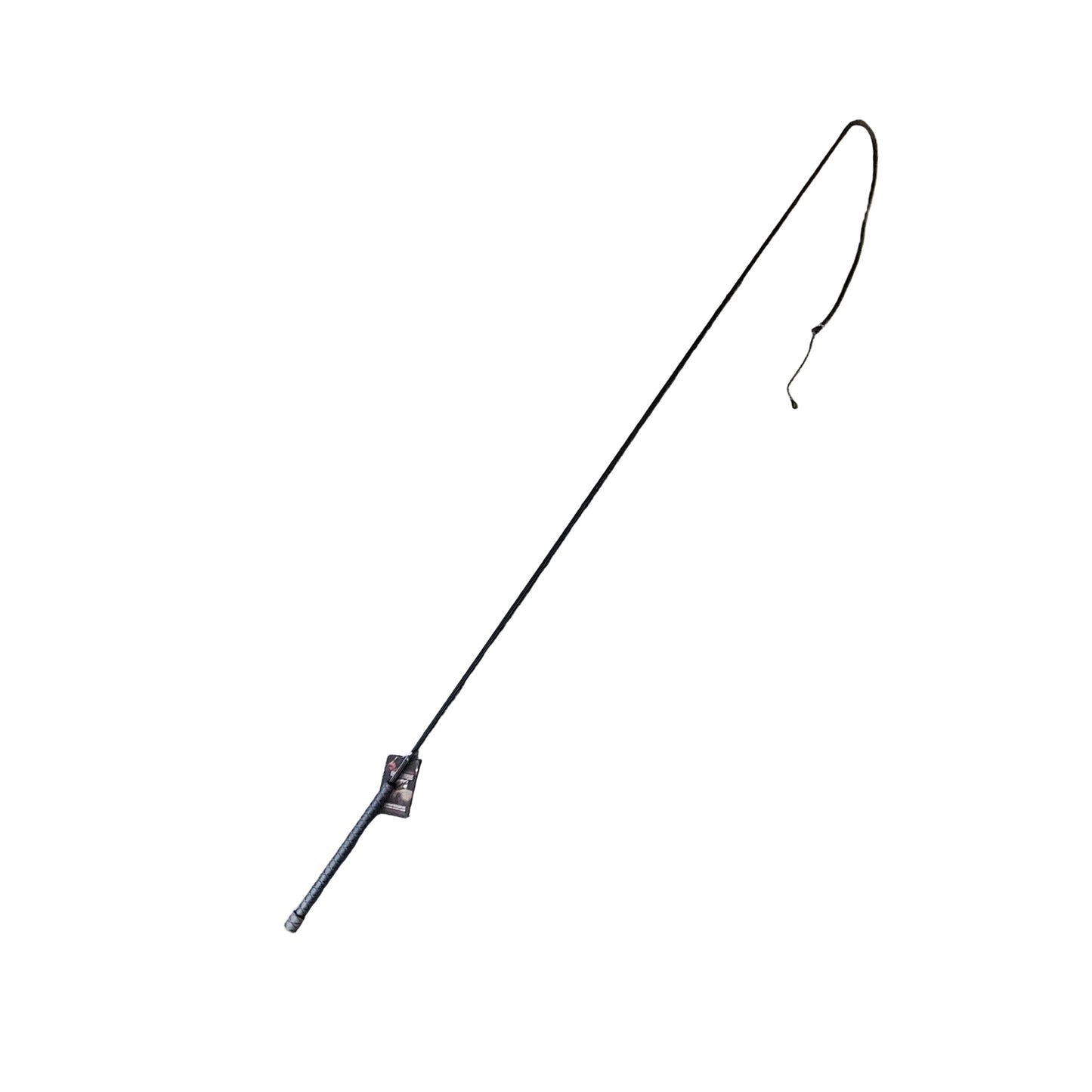 a black driving whip for horses on a white background