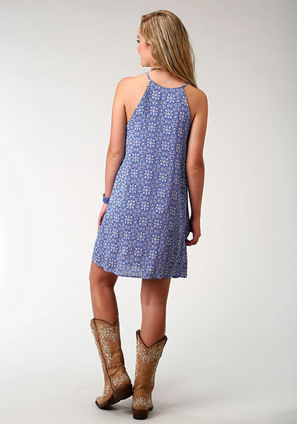 Blue 'Tile' Print Women's Dress by Roper®