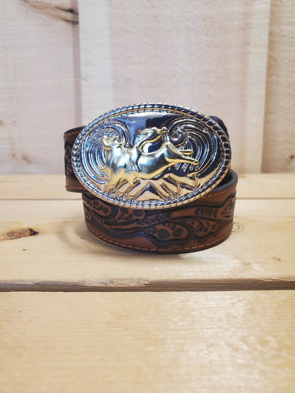 'Bull Rider' Scrolling Youth Belt by Nocona
