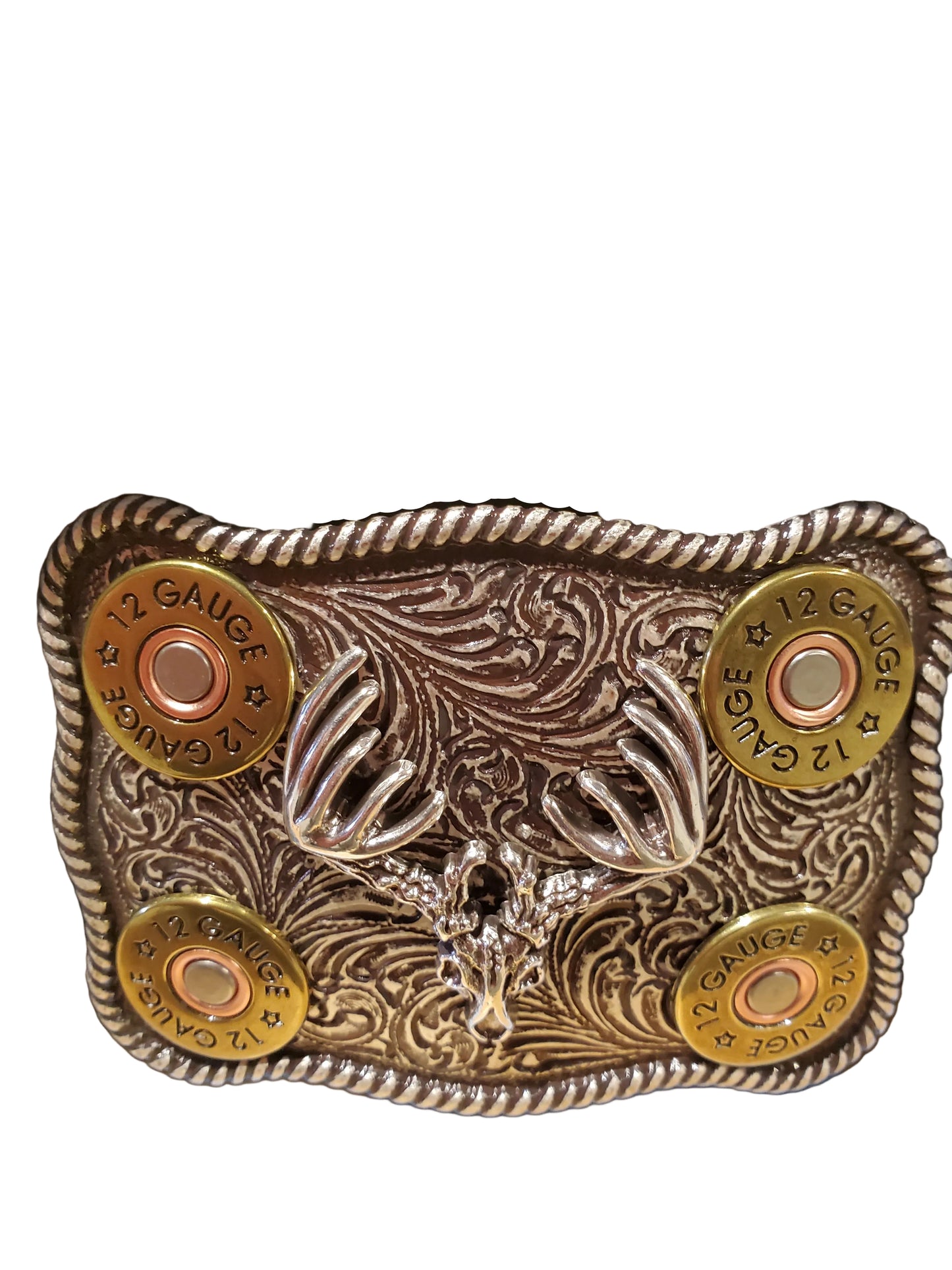 12 Gauge & Buck Skull Belt Buckle by Nocona®