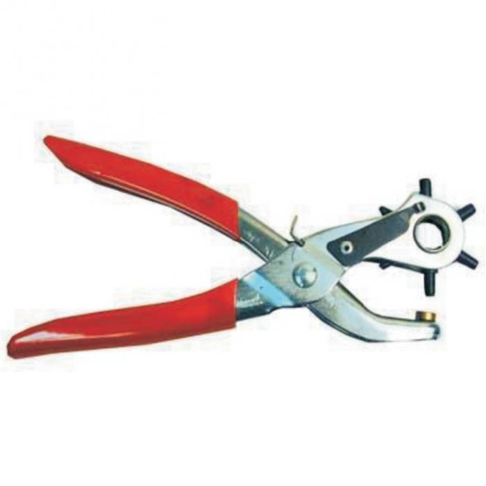 a red handled leather punch