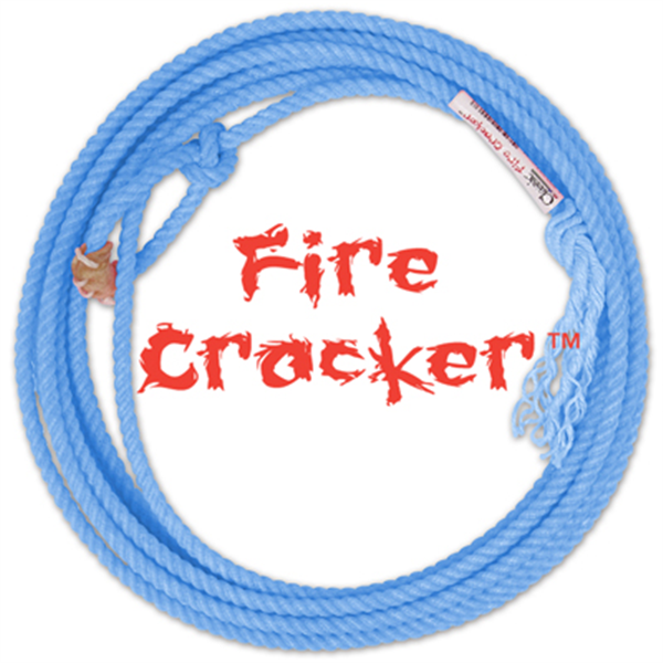 a blue kids rope for practising and the words 'fire cracker' in the middle