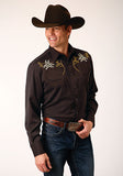 Old West™ Brown Embroidered Men's Shirt by Roper®