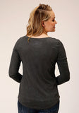 Grey Longhorn Long Sleeve Women's T-Shirt by Roper®