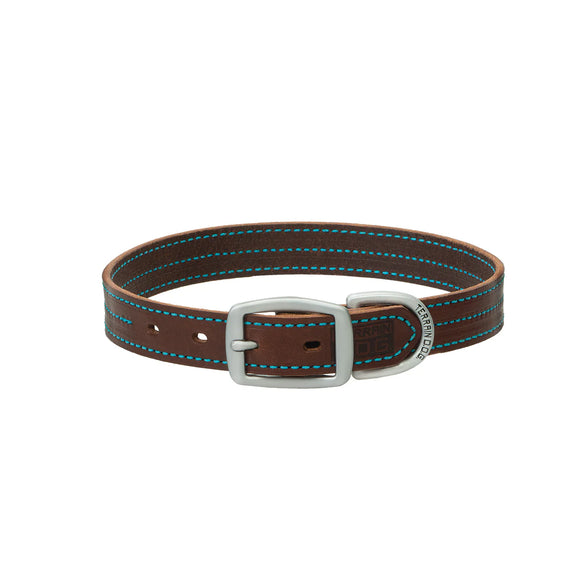 Bridle Leather Collar with Blue Thread by Terrain D.O.G.®