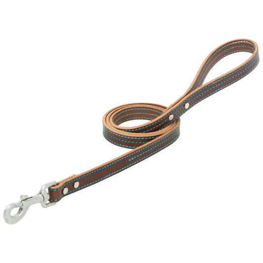 Bridle Leather Dog Leash with Blue Stitch by Terrain D.O.G.®