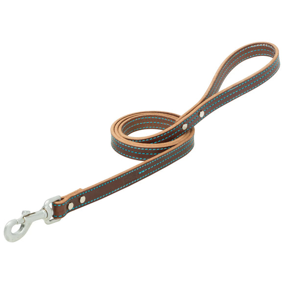 Bridle Leather Dog Leash with Blue Stitch by Terrain D.O.G.®