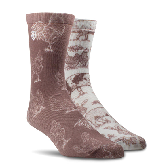 2 Pack - Farm Animal Crew Socks by Ariat®