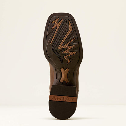 Sole of an Ariat leather boot on a white background