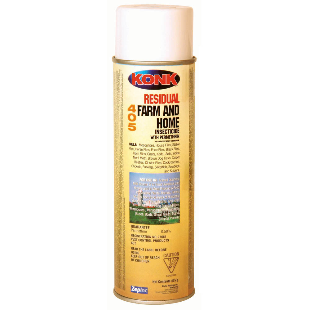 Konk Residual 405 Farm and Home Insecticide can on a white background