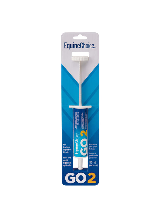 a tube of go equine choice probiotic paste in a carboard packaging