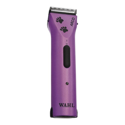 Purple ARCO Cordless Clipper by Wahl, showing the side profile with brand name visible.